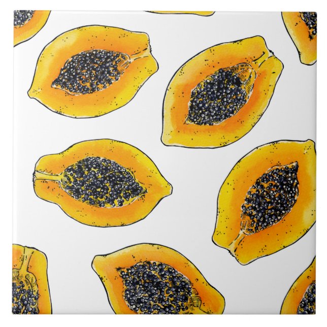 Papaya slices ceramic tile (Front)