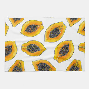 Papaya slices kitchen towel