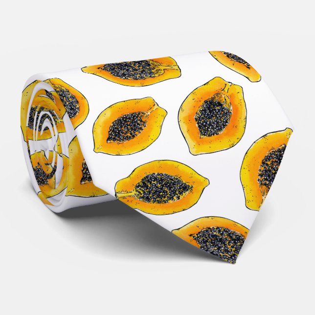 Papaya slices neck tie (Rolled)