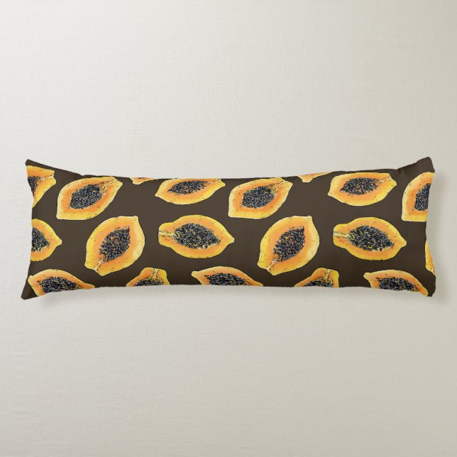 Papaya slices on dark brown body pillow (Front)