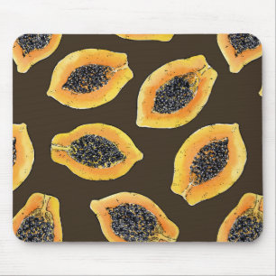 Papaya slices on dark brown mouse pad
