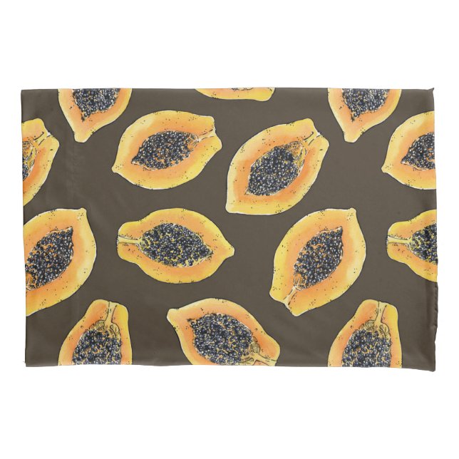 Papaya slices on dark brown pillow case (Front)