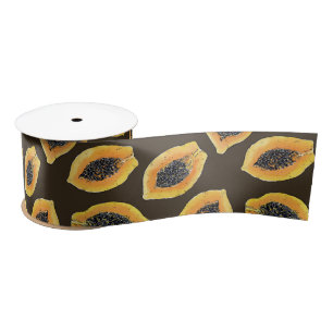 Papaya slices on dark brown satin ribbon