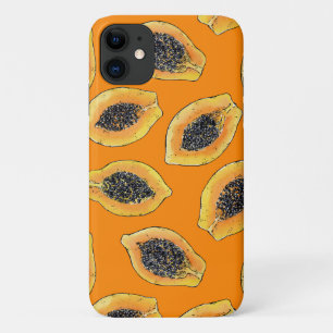 Papaya slices on orange iPhone 11 case
