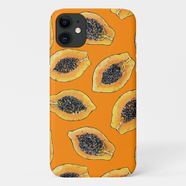 Papaya slices on orange Case-Mate iPhone case (Back)
