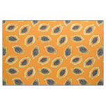 Papaya slices on orange fabric
