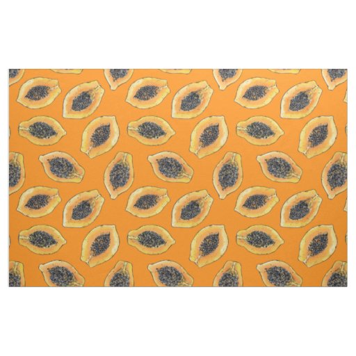 Papaya slices on orange fabric