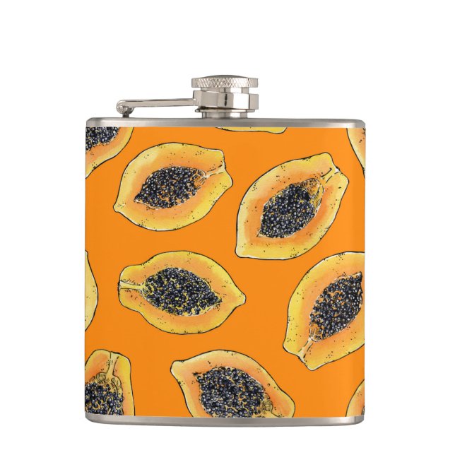 Papaya slices on orange flask (Front)