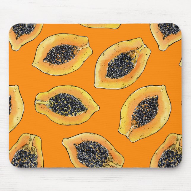 Papaya slices on orange mouse pad (Front)
