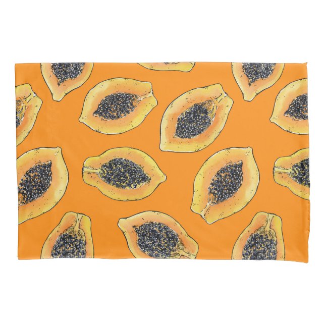 Papaya slices on orange pillow case (Front)