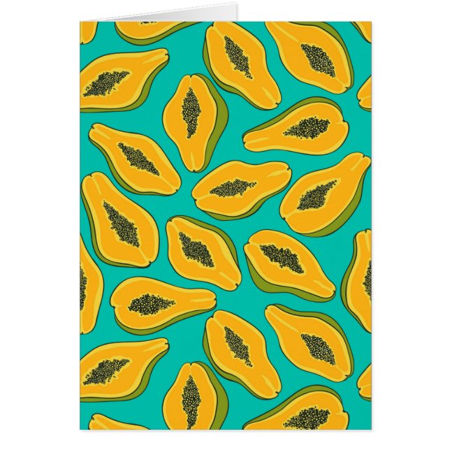 Papaya slices on turquoise cards (Front)