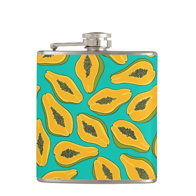 Papaya slices on turquoise flask (Front)