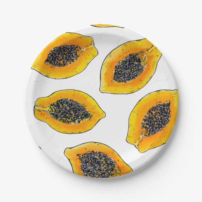 Papaya slices paper plates (Front)