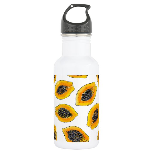 Papaya slices stainless steel water bottle (Front)