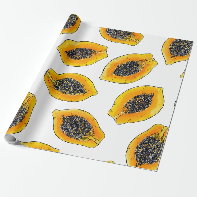 Papaya slices wrapping paper (Unrolled)