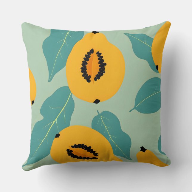 Papaya Study Throw Pillow (Back)