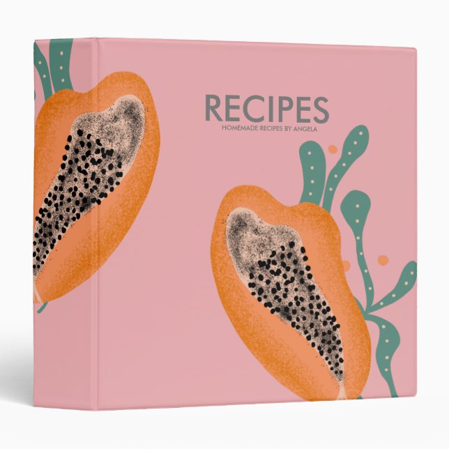 Papaya Tropical Fruit Abstract Recipe 3 Ring Binde Binder (Front/Spine)