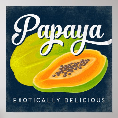 Papaya Vintage Fruit Label Poster