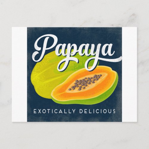Papaya Vintage Fruit Label Retro Postcard
