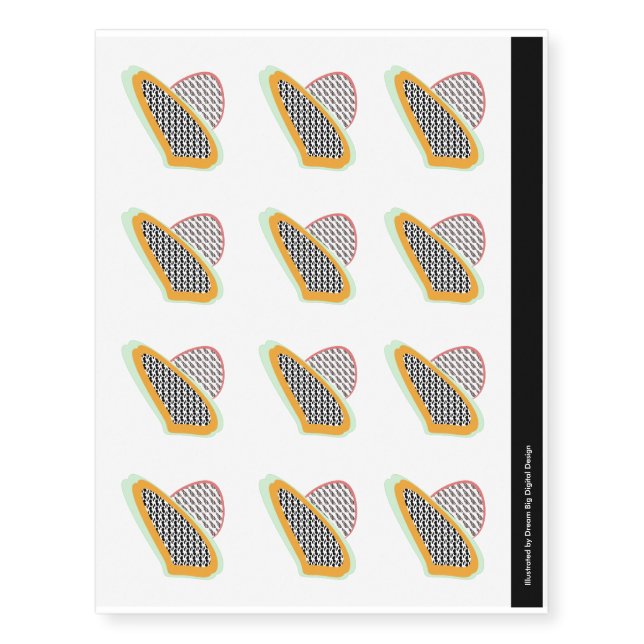 Papayas and Dragonfruit Fruit Temporary Tattoos (Front)