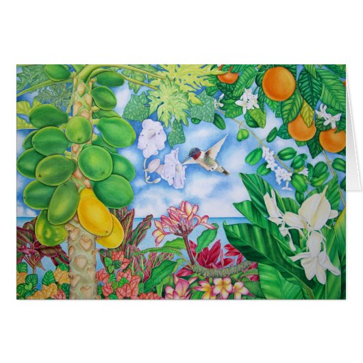 Papayas with Hummingbird Cards (Front Horizontal)
