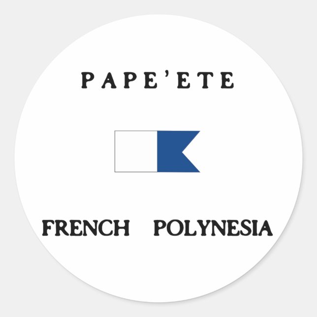 Pape'ete French Polynesia Alpha Dive Flag Classic Round Sticker (Front)