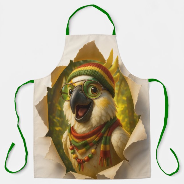 Papegaai Kookschort – Vrolijk Tropisch Design Apron (Front)