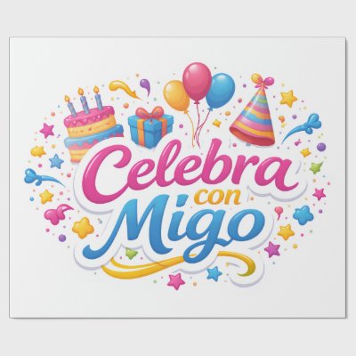 Papel de Regalo con Diseño “Celebra Conmigo” | Env Wrapping Paper
