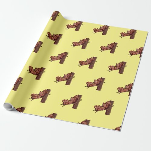 Papel De Regalo squirrel feeding her baby Wrapping Paper