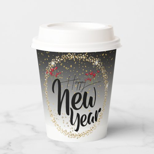 Papel Paper cup glasses with a happy year with a s