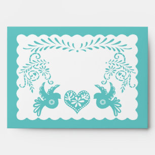 Papel Picado Aqua Green Fiesta Wedding A7 Envelope