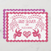 Papel Picado Baby Girl Shower Pink Lilac Fiesta Invitation (Front/Back)