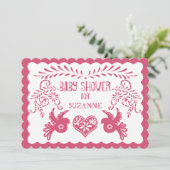 Papel Picado Baby Girl Shower Pink Lilac Fiesta Invitation (Standing Front)