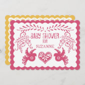 Papel Picado Baby Girl Shower Pink Yellow Fiesta Invitation (Front/Back)