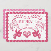 Papel Picado Baby Girl Shower Sky Pink Fiesta Invitation (Front/Back)