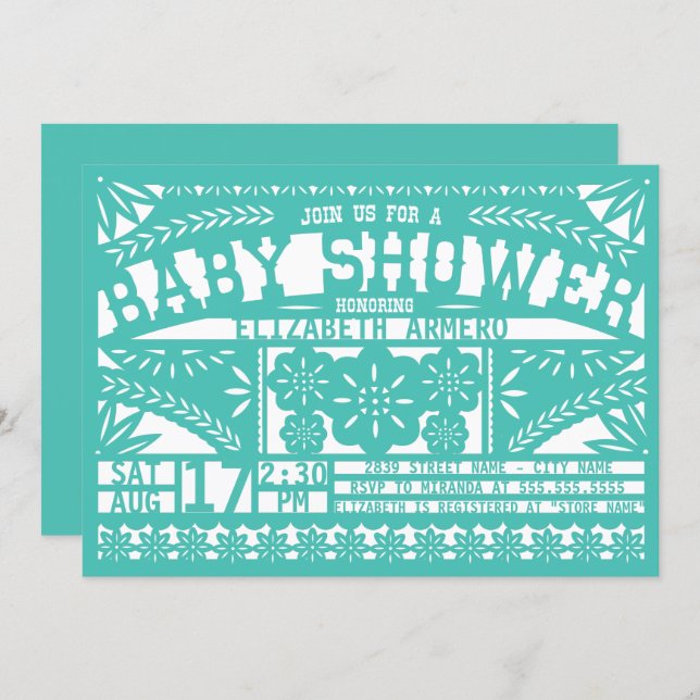 Papel Picado Baby Shower Invitation (Front/Back)