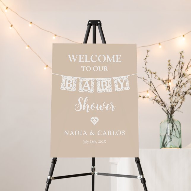 Papel Picado Baby Shower Welcome sign (In Situ (Stand))