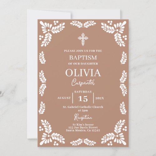 Papel Picado Baptism Girl Invitation