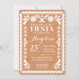 Papel Picado Birthday Invitation Terracotta Fiesta