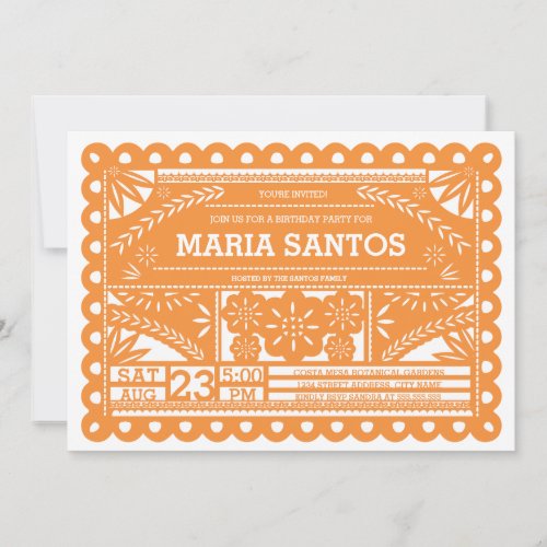 Papel Picado Birthday Party Invite _ Orange