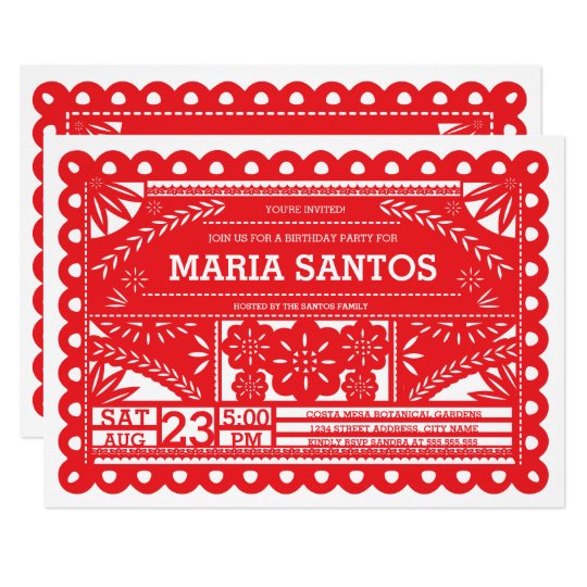 papel picado birthday party invite red zazzle com