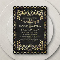 Papel Picado Black Wedding Invitation