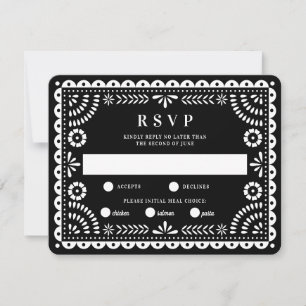 Papel Picado Black Wedding Reply RSVP Card