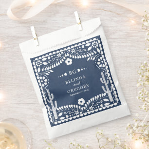 Papel Picado Boda Mexican Rustic Blue Wedding Favor Bag