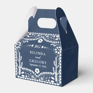 Papel Picado Boda Mexican Rustic Blue Wedding Favor Boxes