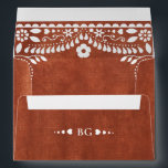Papel Picado Boda Mexican Terracotta Brown Wedding Envelope<br><div class="desc">A rustic hand drawn Papel Picado Boda Mexican monogram wedding design. A Mexican terracotta folk art monogrammed design that uses your initials to create an elegant traditional monogram. A charming Papel Picado Boda Mexican wedding design with classy script typography. An elegant hand drawn Mexican folk art wedding invitation envelope design...</div>