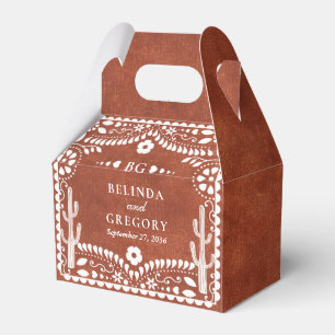 Papel Picado Boda Mexican Terracotta Brown Wedding Favor Boxes