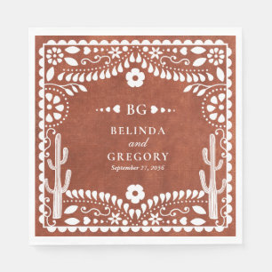 Papel Picado Boda Mexican Terracotta Brown Wedding Napkins