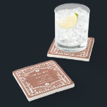 Papel Picado Boda Mexican Terracotta Brown Wedding Stone Coaster<br><div class="desc">A rustic hand drawn Papel Picado Boda Mexican monogram wedding design. A Mexican terracotta folk art monogrammed design that uses your initials to create an elegant traditional monogram. A charming Papel Picado Boda Mexican wedding design with classy script typography. An elegant hand drawn Mexican folk art wedding favor coaster design...</div>