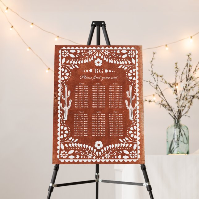 Papel Picado Boda Mexican Wedding Seating Chart Foam Board (In Situ (Stand))